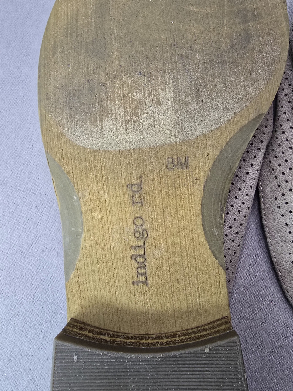 Indigo Taupe Perforated Pointed Toe Slip-On Mules - Picture 6 of 7